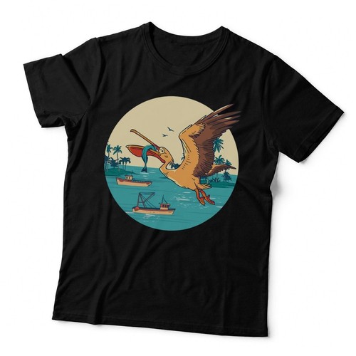 Pelican bird island - pelican, boat