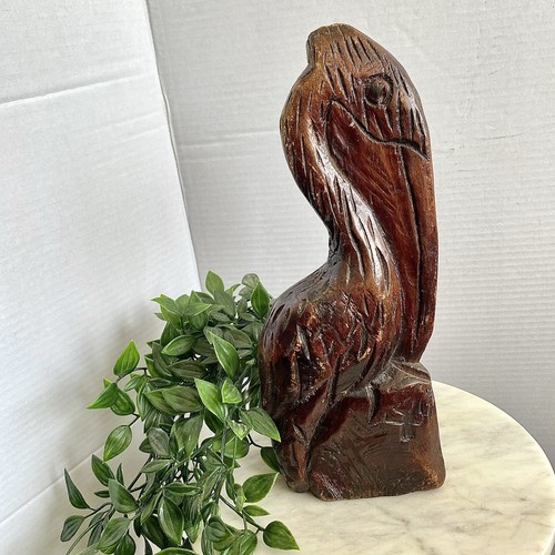Vintage pelican carved wooden - vintage,