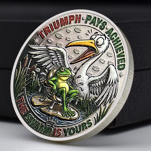 Funny pelican frog - funny, coin