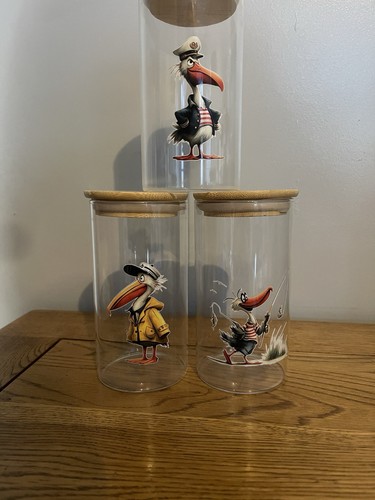 Set 3 pelican - 3, glass
