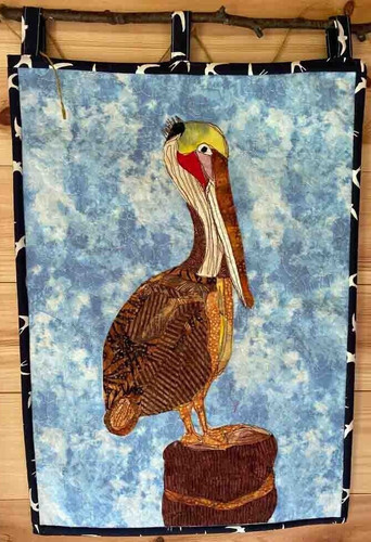 Pelican textile collage wall - textile,